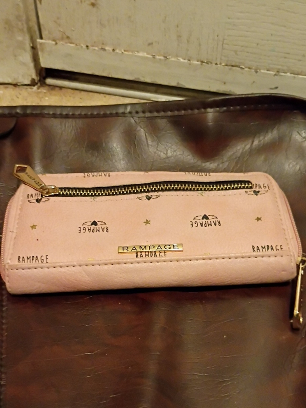 Rampage Blush Pink Zip Wallet with Gold Accents